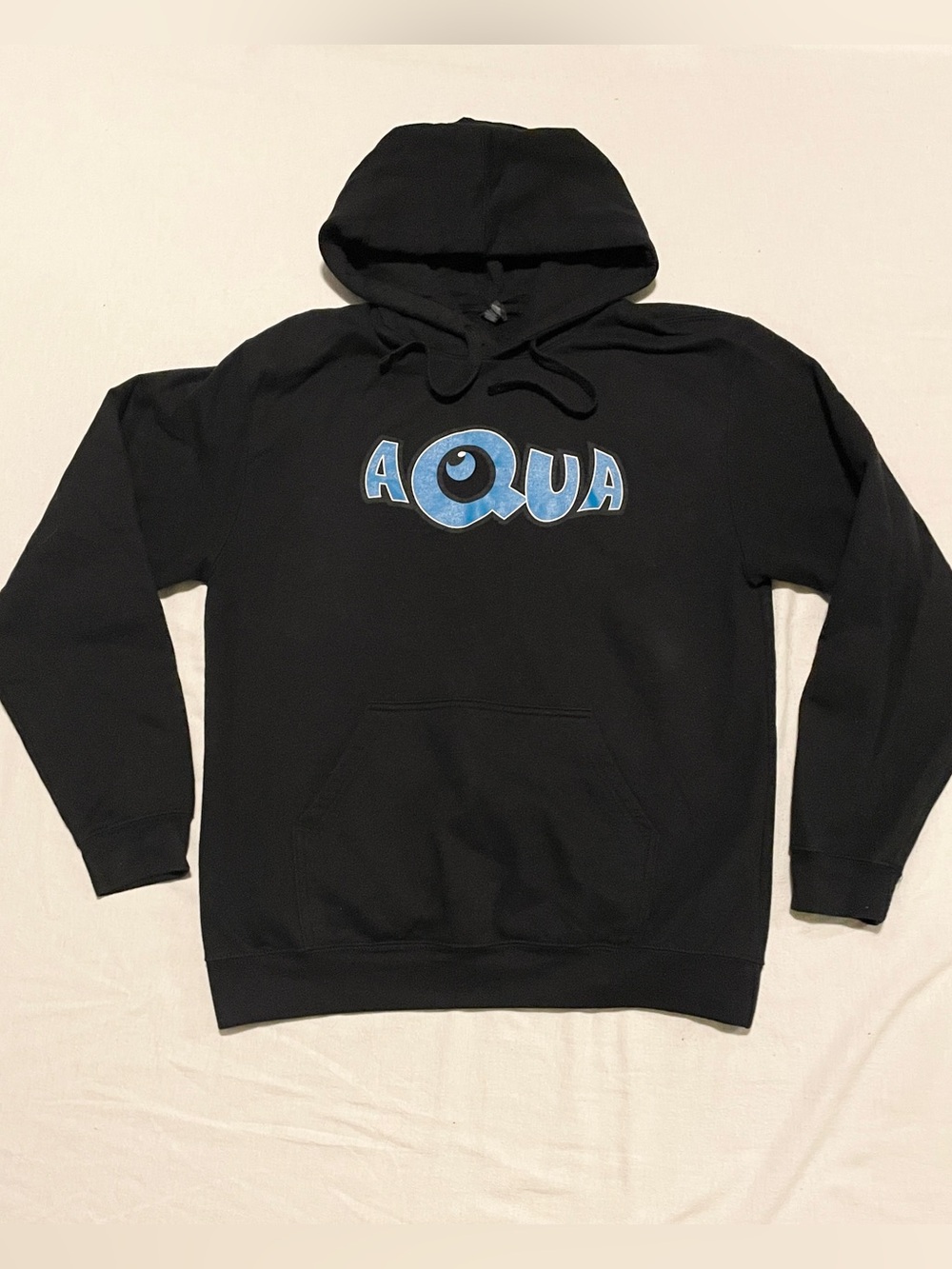 Aqua Band Logo Hoodie Black Medium 90s Eurodance Barbie Girl Bubble Font Merch